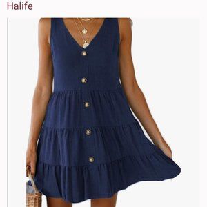 Halife Navy Button Front  Dress Size Medium
